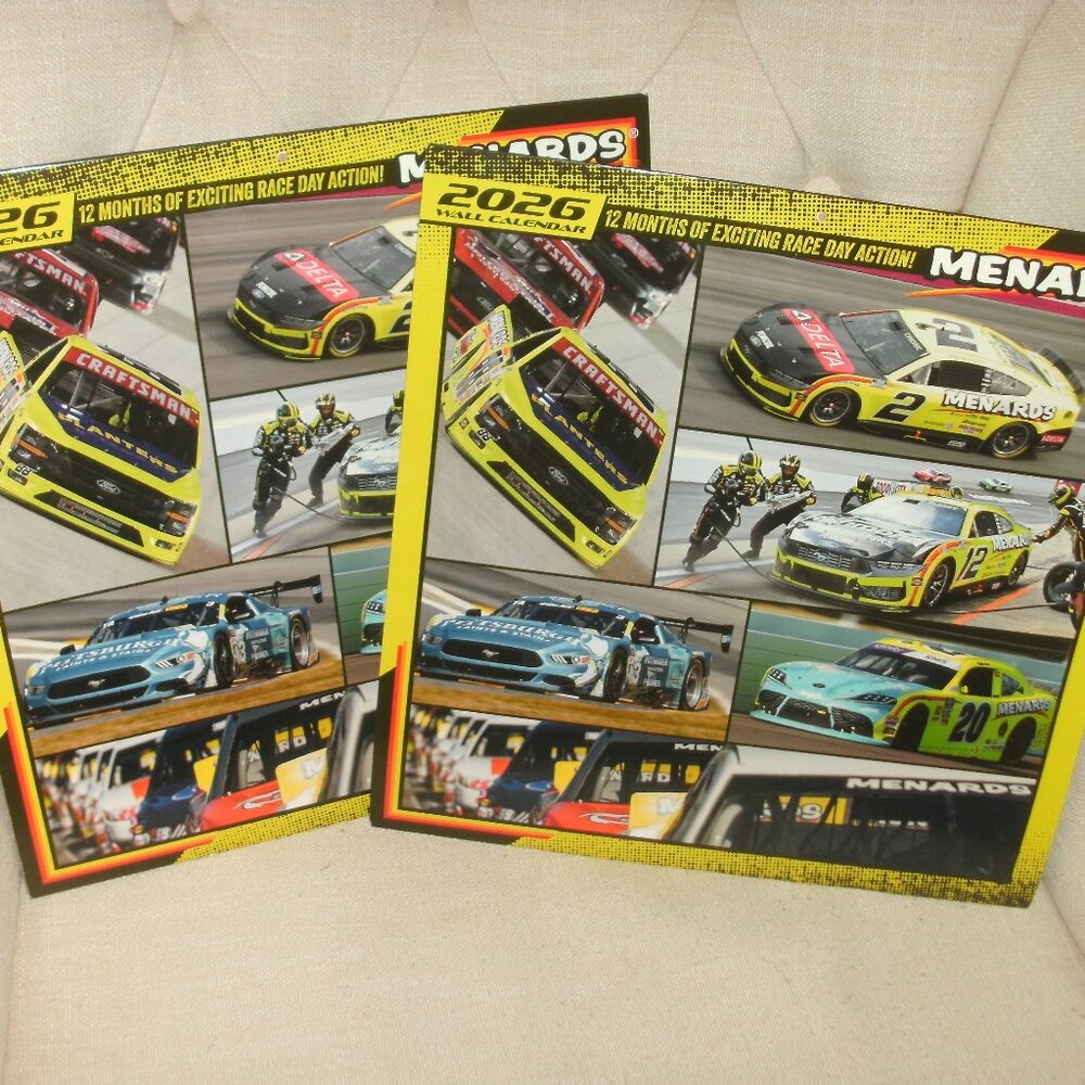 SET 2 ~ Menards 2026 Racing Calendar NASCAR Cup & Trans Am Series Blaney, Menard